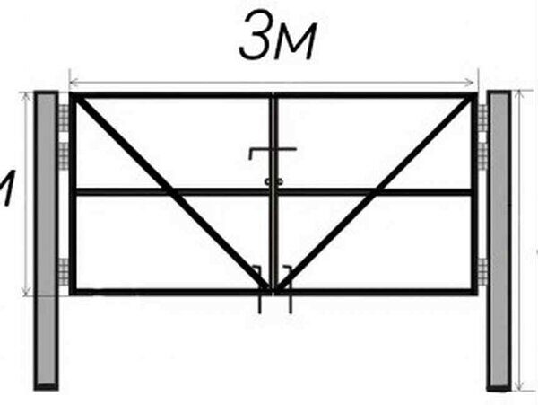 Ворота распашные 3м
